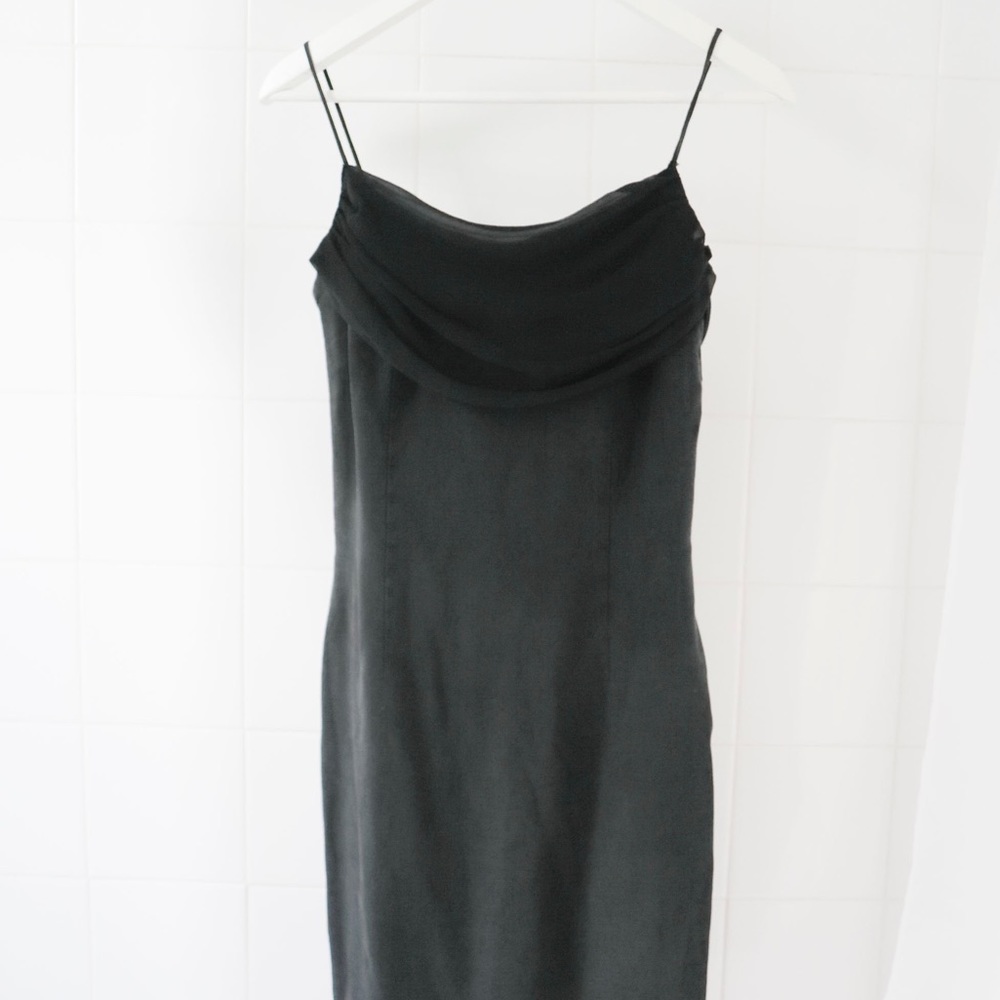 Pines Denim and Chiffon Cocktail Dress